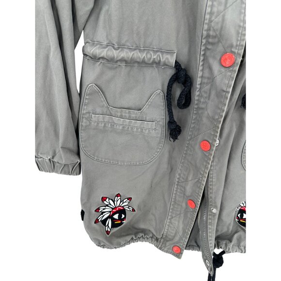 Azona A02 Meow Meow Utility Coat Womens Size S Cat Neutral Eclectic‎ Urban - Picture 9 of 11